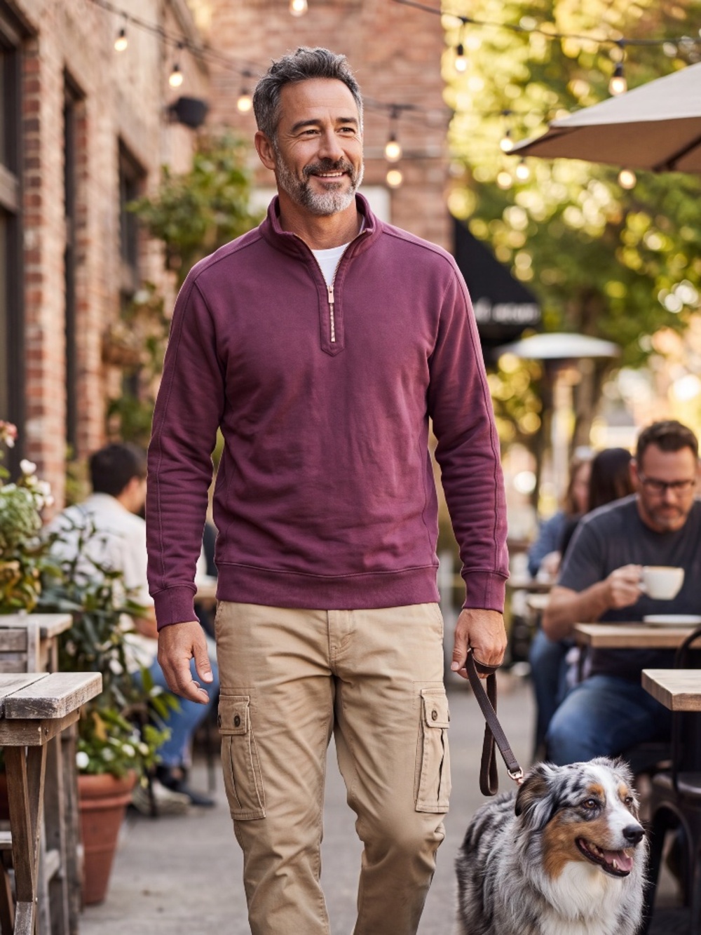 Mens Good Man Brand 100% burgundy purple cotton quarter zip size medium